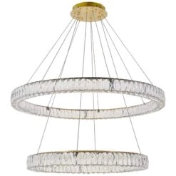 Monroe 42" Wide Gold And Crystal 2-Tier LED Ring Chandelier -Golden Lighting Shop monroe 42 inch wide gold and crystal 2 tier led ring chandelier 79x03views1