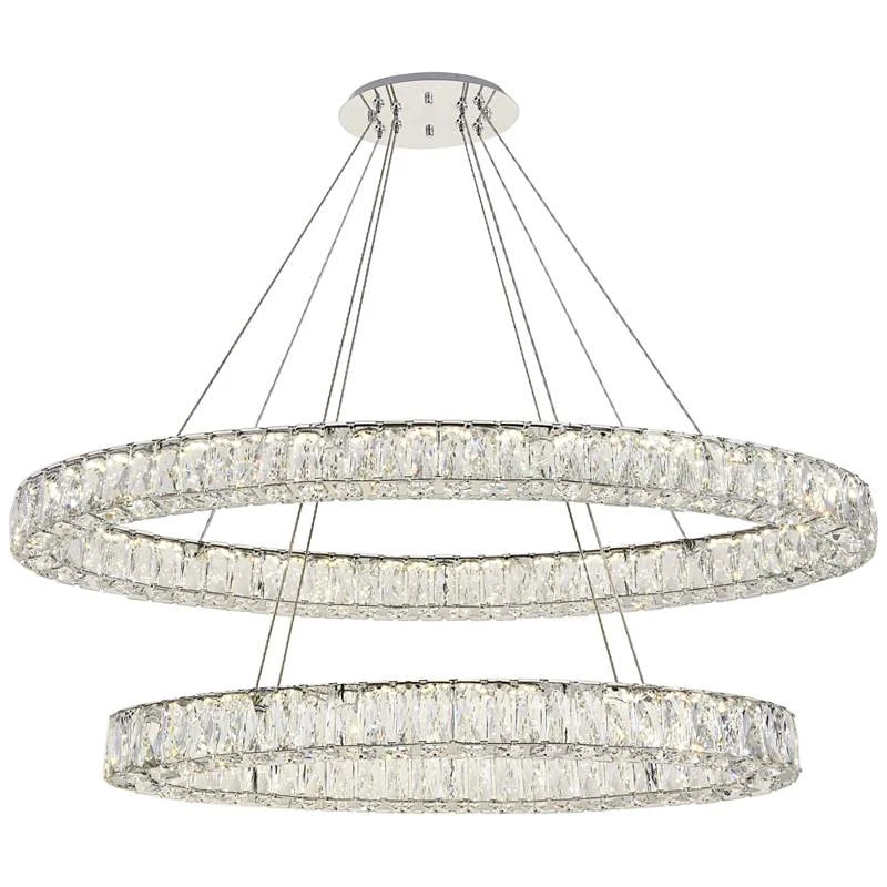 Monroe 48" Wide Chrome And Crystal 2-Tier Oval LED Chandelier 4 Monroe 48" Wide Chrome And Crystal 2-Tier Oval LED Chandelier - Image 2