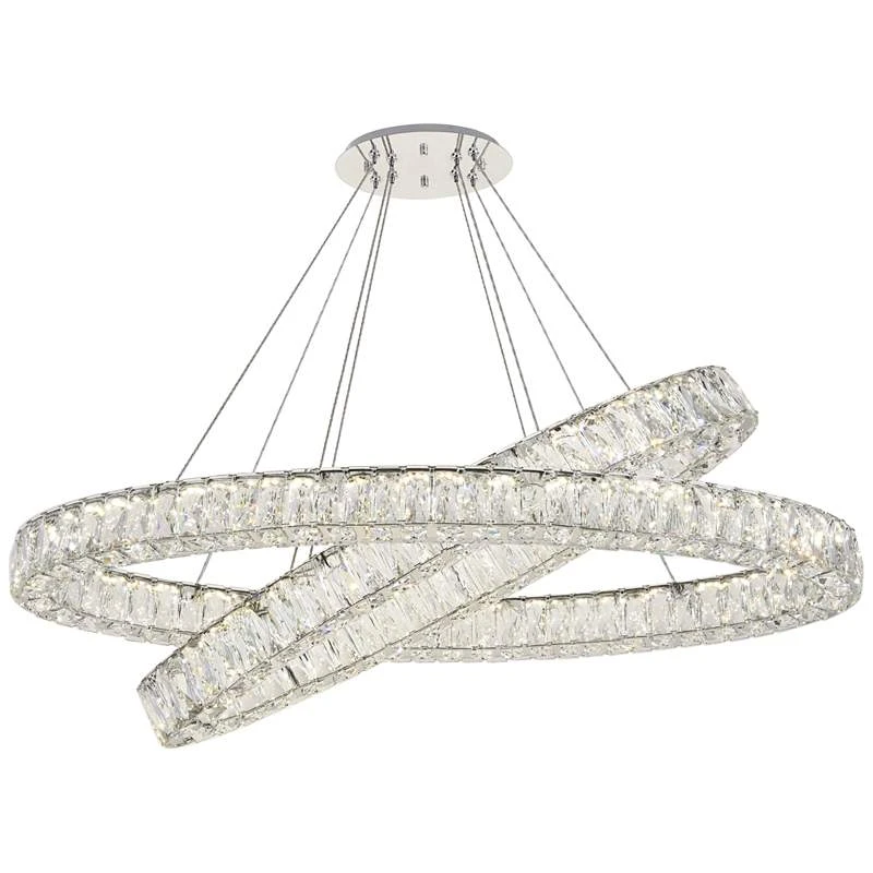 Monroe 48" Wide Chrome And Crystal 2-Tier Oval LED Chandelier 5 Monroe 48" Wide Chrome And Crystal 2-Tier Oval LED Chandelier - Image 3