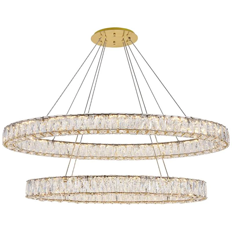 Monroe 48" Wide Gold And Crystal 2-Tier Oval LED Chandelier 4 Monroe 48" Wide Gold And Crystal 2-Tier Oval LED Chandelier - Image 2