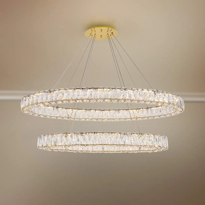 Monroe 48" Wide Gold And Crystal 2-Tier Oval LED Chandelier 3 Monroe 48" Wide Gold And Crystal 2-Tier Oval LED Chandelier