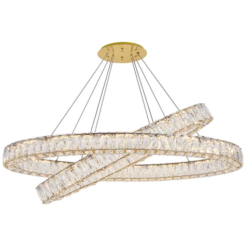 Monroe 48" Wide Gold And Crystal 2-Tier Oval LED Chandelier 5 Monroe 48" Wide Gold And Crystal 2-Tier Oval LED Chandelier - Image 3