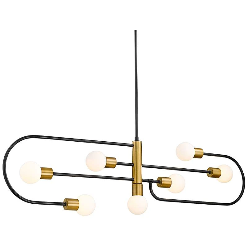 Neutra 56"W Matte Black Foundry Brass 7-Light Kitchen Island Pendant 4 Neutra 56"W Matte Black Foundry Brass 7-Light Kitchen Island Pendant - Image 2