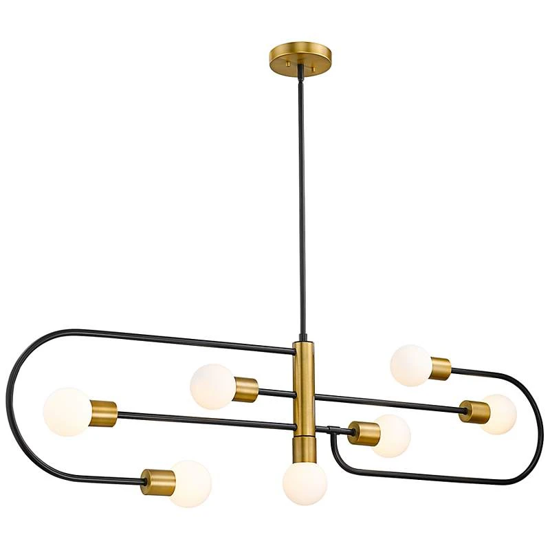 Neutra 56"W Matte Black Foundry Brass 7-Light Kitchen Island Pendant 7 Neutra 56"W Matte Black Foundry Brass 7-Light Kitchen Island Pendant - Image 5