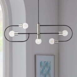 Neutra 6"W Matte Black Polished Nickel 5-Light Kitchen Island Pendant