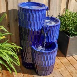 Nueva 25" High Cobalt Blue Ceramic Outdoor Floor Fountain