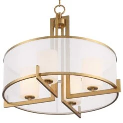 Persephone 24" Wide Warm Antique Brass Drum Pendant Light -Golden Lighting Shop persephone 24 inch wide warm antique brass drum pendant light 95r53views4