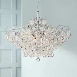 Petunia 28" Wide Chrome Crystal Chandelier 9 Petunia 28" Wide Chrome Crystal Chandelier -Golden Lighting Shop petunia 28 inch wide chrome crystal chandelier 14a17cropped