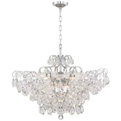 Petunia 28" Wide Chrome Crystal Chandelier 11 Petunia 28" Wide Chrome Crystal Chandelier -Golden Lighting Shop petunia 28 inch wide chrome crystal chandelier 14a17views1