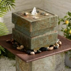 Pilaster Post 33" High Slate Indoor-Outdoor Bubbler Fountain -Golden Lighting Shop pilaster post 33 inch high slate indoor outdoor bubbler fountain 66k62views1