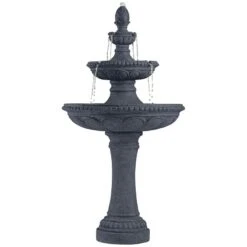 Pineapple 44" High Grey Stone 3-Tier Outdoor Fountain 9 Pineapple 44" High Grey Stone 3-Tier Outdoor Fountain -Golden Lighting Shop pineapple 44 inch high grey stone 3 tier outdoor fountain 1g437