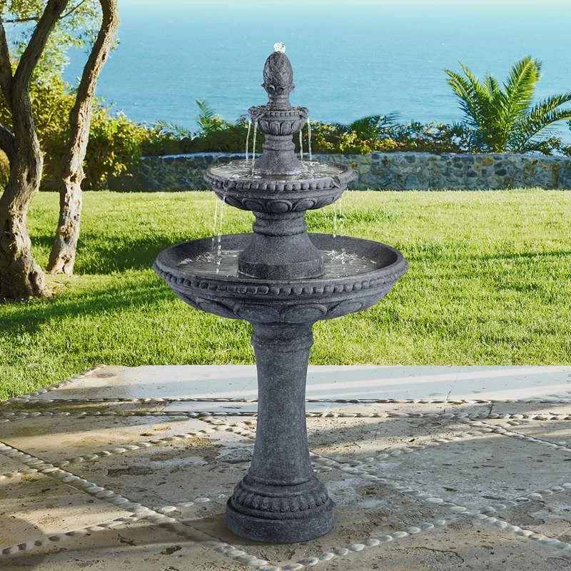 Pineapple 44" High Grey Stone 3-Tier Outdoor Fountain 3 Pineapple 44" High Grey Stone 3-Tier Outdoor Fountain