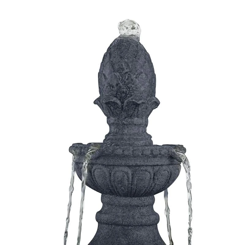 Pineapple 44" High Grey Stone 3-Tier Outdoor Fountain 5 Pineapple 44" High Grey Stone 3-Tier Outdoor Fountain - Image 3
