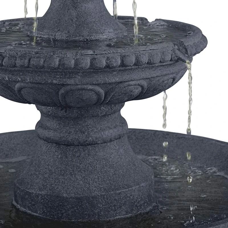 Pineapple 44" High Grey Stone 3-Tier Outdoor Fountain 6 Pineapple 44" High Grey Stone 3-Tier Outdoor Fountain - Image 4