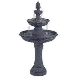 Pineapple 44" High Grey Stone 3-Tier Outdoor Fountain 12 Pineapple 44" High Grey Stone 3-Tier Outdoor Fountain -Golden Lighting Shop pineapple 44 inch high grey stone 3 tier outdoor fountain 1g437views3
