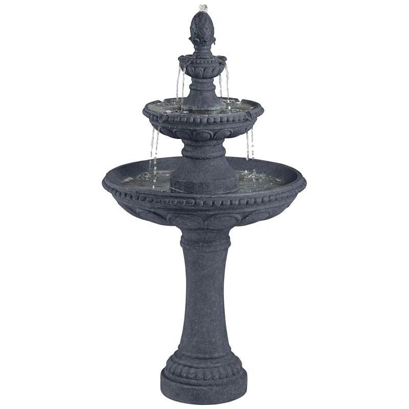 Pineapple 44" High Grey Stone 3-Tier Outdoor Fountain 7 Pineapple 44" High Grey Stone 3-Tier Outdoor Fountain - Image 5