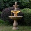 Plantation 62"H Sandstone 3-Tier Outdoor LED Floor Fountain -Golden Lighting Shop plantation 62 inchh sandstone 3 tier outdoor led floor fountain 857h0cropped