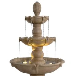 Plantation 62"H Sandstone 3-Tier Outdoor LED Floor Fountain -Golden Lighting Shop plantation 62 inchh sandstone 3 tier outdoor led floor fountain 857h0views1