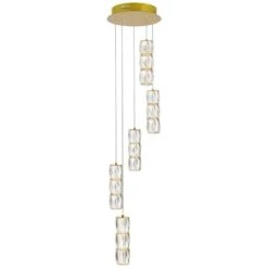 Polaris 12" Wide Gold And Crystal LED Multi Light Pendant -Golden Lighting Shop polaris 12 inch wide gold and crystal led multi light pendant 77j11views1