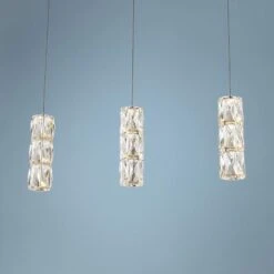 Polaris 27 1/2" Wide Chrome Crystal LED Multi Light Pendant