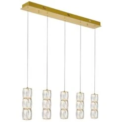 Polaris 36" Wide Gold Crystal LED Linear Multi Light Pendant 10 Polaris 36" Wide Gold Crystal LED Linear Multi Light Pendant -Golden Lighting Shop polaris 36 inch wide gold crystal led linear multi light pendant 77h89views1