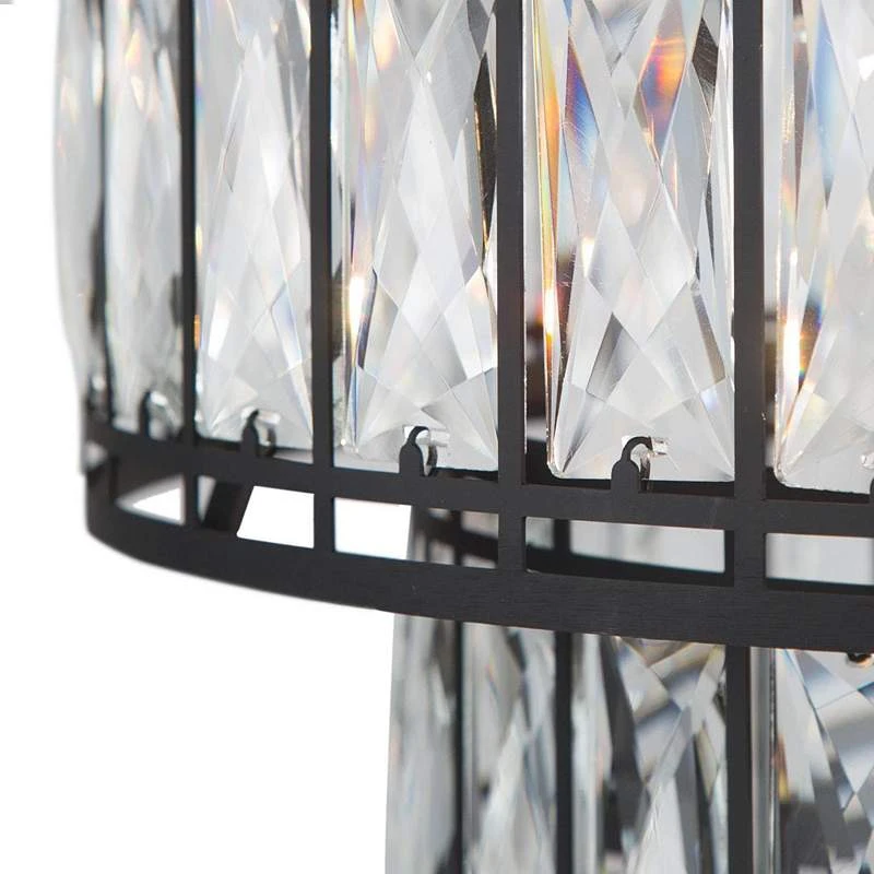 Polia 15 1/2" Wide Black 4-Light 2-Tier Drum Chandelier 4 Polia 15 1/2" Wide Black 4-Light 2-Tier Drum Chandelier - Image 2