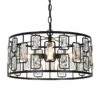 Polia 16 1/2" Wide Black Metal 4-Light Drum Chandelier