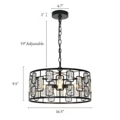 Polia 16 1/2" Wide Black Metal 4-Light Drum Chandelier -Golden Lighting Shop polia 16 and one half inch wide black metal 4 light drum chandelier 663p5views4