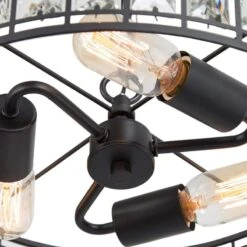 Polia 16" Wide Black Metal 3-Light Drum Chandelier 9 Polia 16" Wide Black Metal 3-Light Drum Chandelier -Golden Lighting Shop polia 16 inch wide black metal 3 light drum chandelier 644p5views2