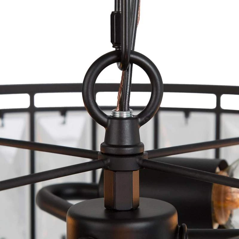 Polia 16" Wide Black Metal 3-Light Drum Chandelier 6 Polia 16" Wide Black Metal 3-Light Drum Chandelier - Image 4