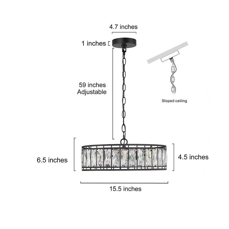 Polia 16" Wide Black Metal 3-Light Drum Chandelier 7 Polia 16" Wide Black Metal 3-Light Drum Chandelier - Image 5