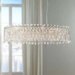 Possini Euro Alyssa 36 1/2" Wide Crystal LED Oval Pendant Chandelier