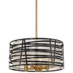 Possini Euro Cassia 20" Wide Gloss Black Antique Brass 4-Light Pendant -Golden Lighting Shop possini euro cassia 20 inch wide gloss black antique brass 4 light pendant 365m2