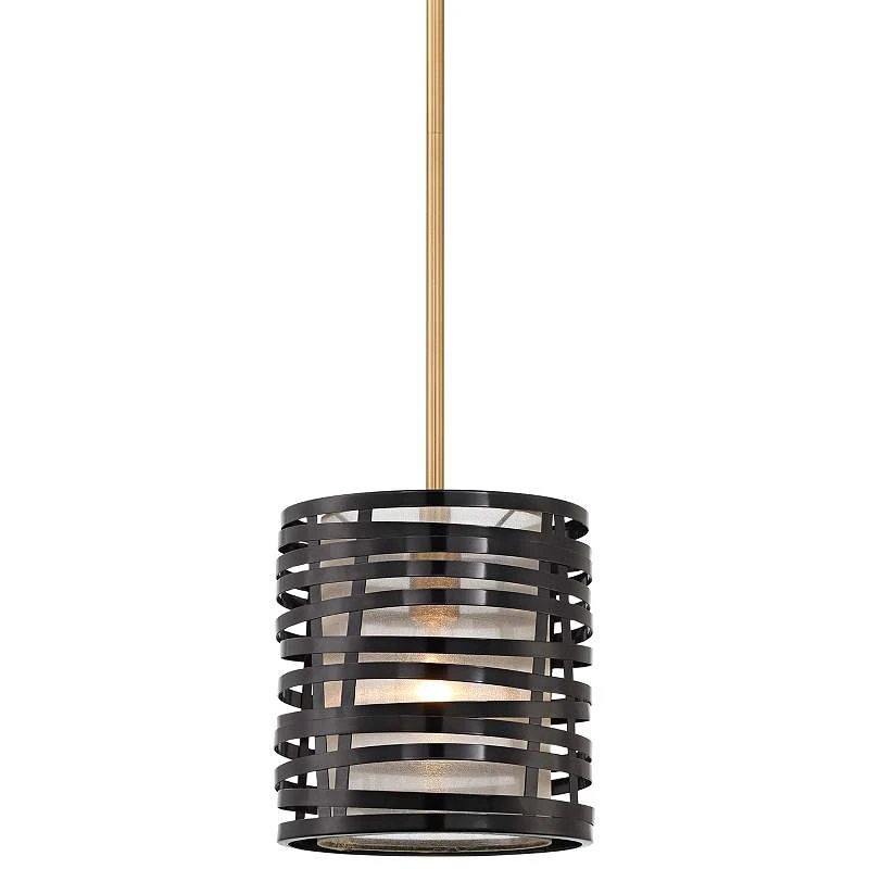 Possini Euro Cassia 9 1/2" Wide Antique Brass Gloss Black Mini Pendant 4 Possini Euro Cassia 9 1/2" Wide Antique Brass Gloss Black Mini Pendant - Image 2