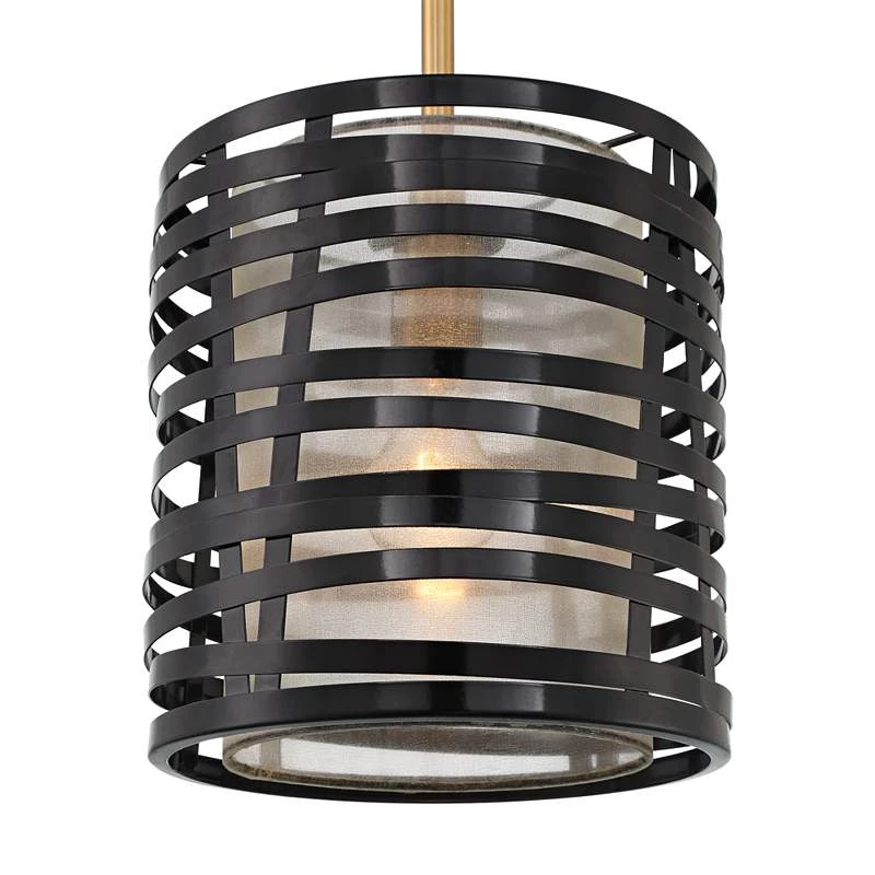 Possini Euro Cassia 9 1/2" Wide Antique Brass Gloss Black Mini Pendant 5 Possini Euro Cassia 9 1/2" Wide Antique Brass Gloss Black Mini Pendant - Image 3