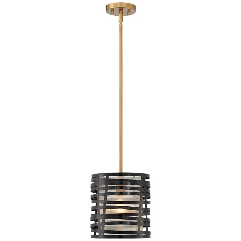 Possini Euro Cassia 9 1/2" Wide Antique Brass Gloss Black Mini Pendant 8 Possini Euro Cassia 9 1/2" Wide Antique Brass Gloss Black Mini Pendant - Image 6