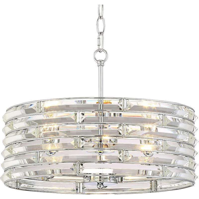 Possini Euro Ebbets 18" Wide Chrome Round Pendant Light 5 Possini Euro Ebbets 18" Wide Chrome Round Pendant Light - Image 3
