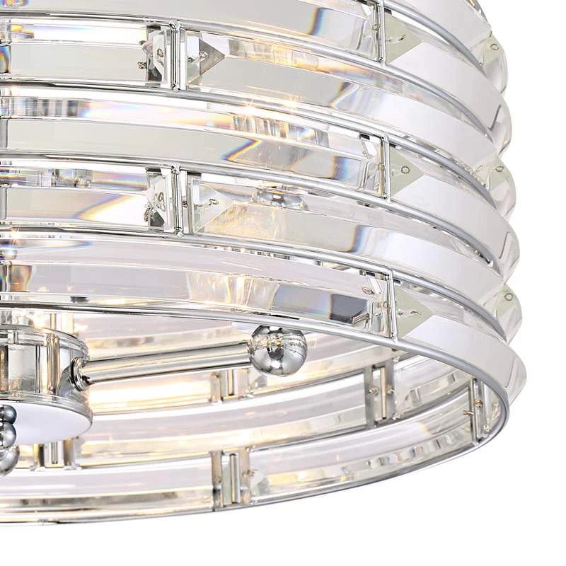 Possini Euro Ebbets 18" Wide Chrome Round Pendant Light 6 Possini Euro Ebbets 18" Wide Chrome Round Pendant Light - Image 4