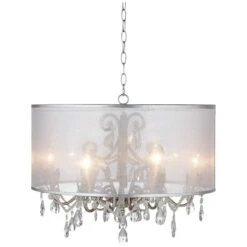 Possini Euro Farina 23" Wide Organza Silver Pendant Light -Golden Lighting Shop possini euro farina 23 inch wide organza silver pendant light w9781