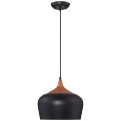 Possini Euro Felton 12" Wide Black And Faux Wood Modern Mini Pendant -Golden Lighting Shop possini euro felton 12 inch wide black and faux wood modern mini pendant 1g928