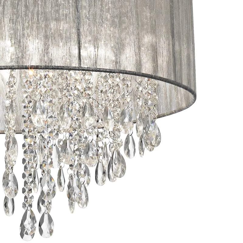 Possini Euro Jolie 20" Wide Silver Fabric Crystal Chandelier 6 Possini Euro Jolie 20" Wide Silver Fabric Crystal Chandelier - Image 4