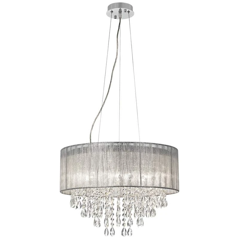 Possini Euro Jolie 20" Wide Silver Fabric Crystal Chandelier 8 Possini Euro Jolie 20" Wide Silver Fabric Crystal Chandelier - Image 6