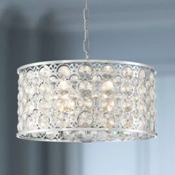 Possini Euro Murphy 19 3/4" Wide Chrome And Crystal Drum Pendant Light