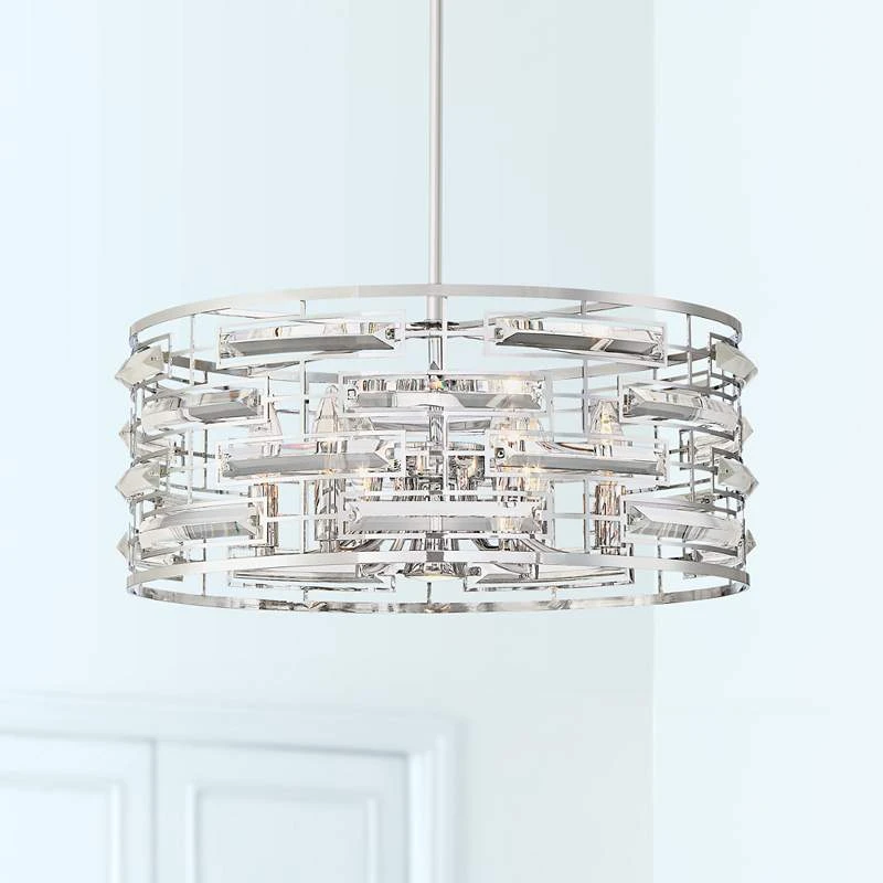 Possini Euro Smart 20" Wide Nickel And Crystal Modern Pendant Light 3 Possini Euro Smart 20" Wide Nickel And Crystal Modern Pendant Light