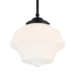 Possini Euro Tyce 11" Wide Black And Opal Schoolhouse Pendant Light -Golden Lighting Shop possini euro tyce 11 inch wide black and opal schoolhouse pendant light 498y0views1