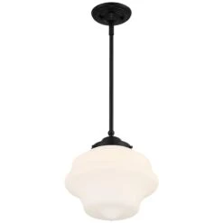 Possini Euro Tyce 11" Wide Black And Opal Schoolhouse Pendant Light -Golden Lighting Shop possini euro tyce 11 inch wide black and opal schoolhouse pendant light 498y0views4