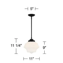 Possini Euro Tyce 11" Wide Black And Opal Schoolhouse Pendant Light -Golden Lighting Shop possini euro tyce 11 inch wide black and opal schoolhouse pendant light 498y0views5