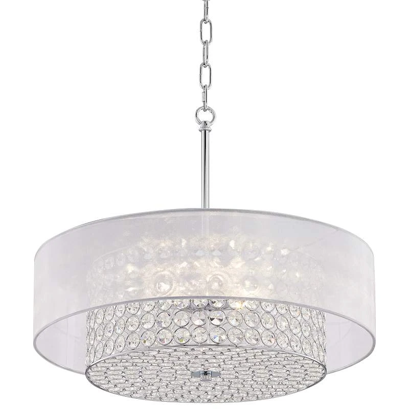 Possini Euro Viviette 20" Wide Chrome And Modern Crystal Pendant Light 4 Possini Euro Viviette 20" Wide Chrome And Modern Crystal Pendant Light - Image 2