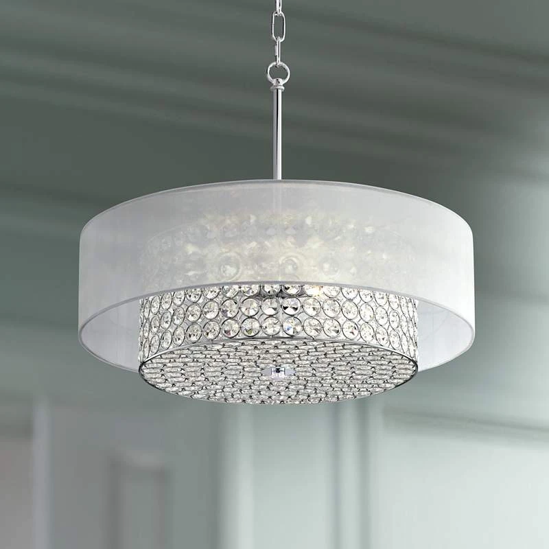 Possini Euro Viviette 20" Wide Chrome And Modern Crystal Pendant Light 3 Possini Euro Viviette 20" Wide Chrome And Modern Crystal Pendant Light