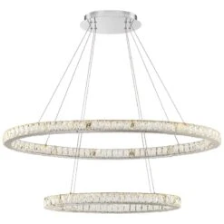 Possini Wainwright 48" Wide Crystal Double-Ring Dimmable LED Pendant -Golden Lighting Shop possini wainwright 48 inch wide crystal double ring dimmable led pendant 66g07